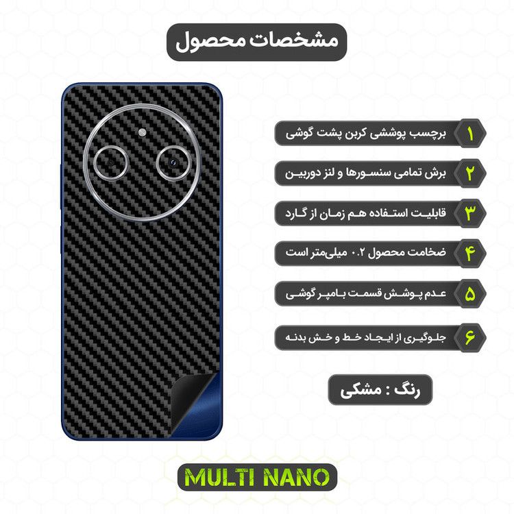 برچسب پوششی طرح کربن مولتی نانو مدل X-F1C مناسب برای گوشی موبایل شیائومی Poco C75