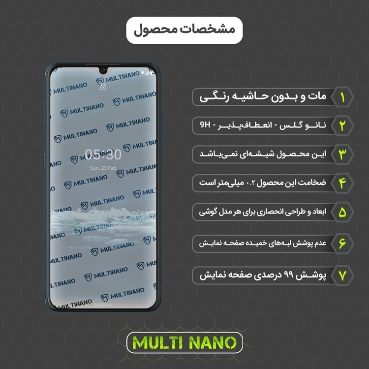 محافظ صفحه نمایش مات مولتی نانو مدل X-S2M مناسب برای گوشی موبایل نوکیا 5.3 بسته دو عددی