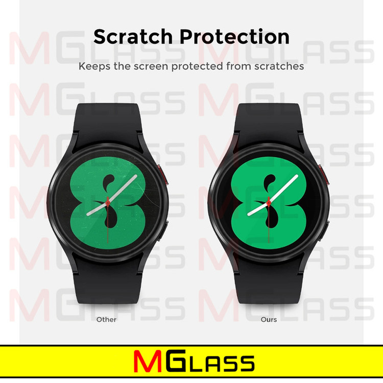 محافظ صفحه نمایش شیشهای امگلس مدل Glass-MG مناسب برای ساعت هوشمند سامسونگ Galaxy Watch 4 44mm