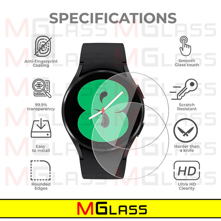 محافظ صفحه نمایش شیشهای امگلس مدل Glass-MG مناسب برای ساعت هوشمند سامسونگ Galaxy Watch 4 44mm