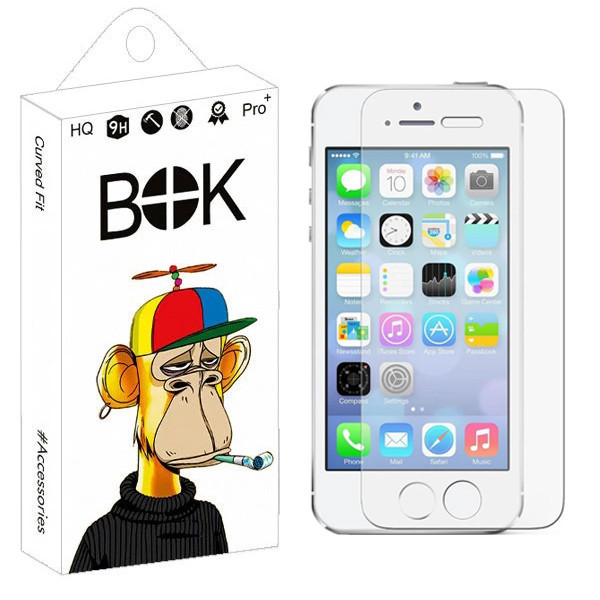 محافظ صفحه نمایش شیشه ای بوک مدل Transparent Plus مناسب برای گوشی موبایل اپل iPhone 5