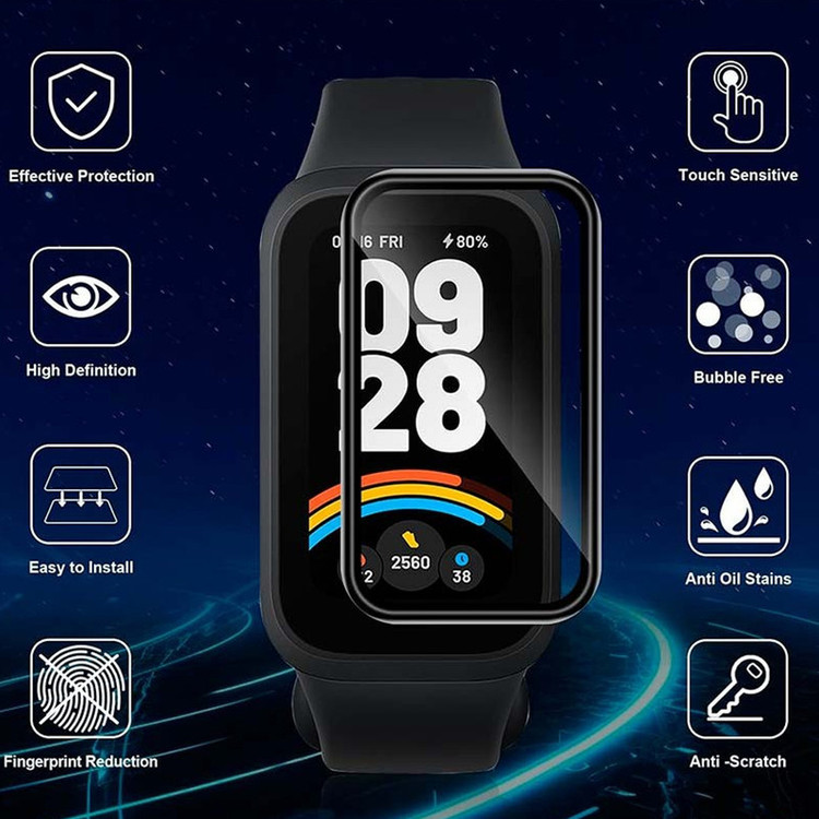 محافظ صفحه نمایش برنارد مدل Nano Pmma BR مناسب برای ساعت هوشمند شیائومی Smart Band 9 Active بسته دو عددی