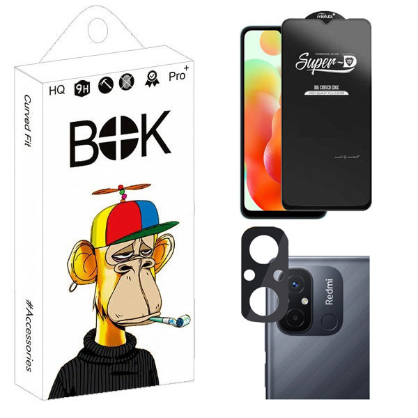 محافظ صفحه نمایش بوک مدل Clear SuperD مناسب برای گوشی موبایل شیائومی Redmi 12C به همراه محافظ لنز دوربین