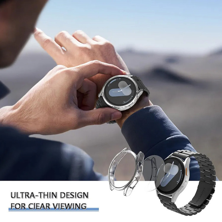 کاور امگلس مدل PC Bumper MG مناسب برای ساعت هوشمند سامسونگ Galaxy Watch 7 44mm به همراه محافظ صفحه نمایش