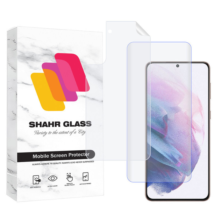 محافظ صفحه نمایش یووی شهر گلس مدل UVNANOMTBSH مناسب برای گوشی موبایل سامسونگ Galaxy S21 Plus 5G به همراه محافظ پشت گوشی