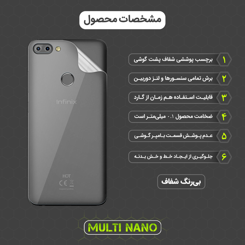 محافظ صفحه نمایش مولتی نانو مدل X-SFT مناسب برای گوشی موبایل اینفینیکس Hot 6 Pro به همراه محافظ پشت