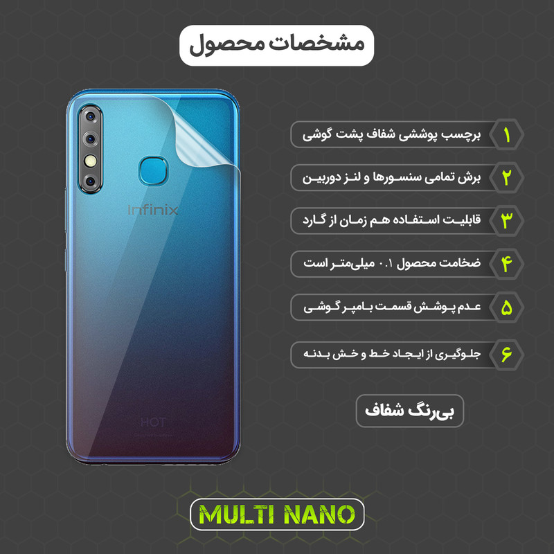محافظ صفحه نمایش مولتی نانو مدل X-SFT مناسب برای گوشی موبایل اینفینیکس Hot 8 به همراه محافظ پشت