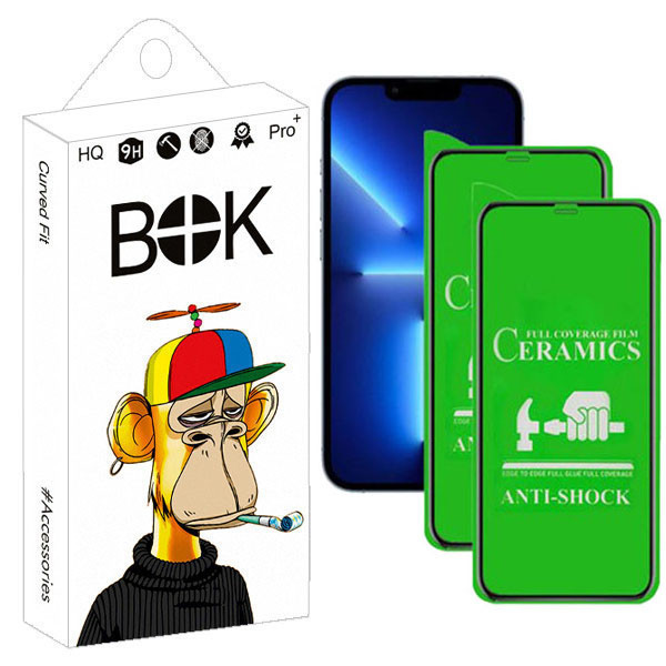 محافظ صفحه نمایش موبایل بوک مدل HD-NEW مناسب برای گوشی موبایل اپل IPHONE 13/13PRO بسته دو عددی