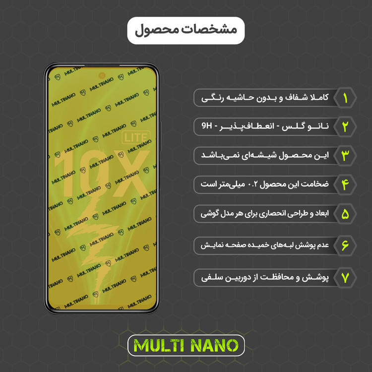 محافظ صفحه نمایش مولتی نانو مدل X-SFC مناسب برای گوشی موبایل آنر 10X Lite به همراه برچسب پوششی