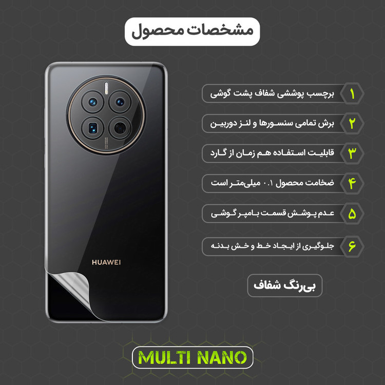 محافظ صفحه نمایش مولتی نانو مدل X-SFT مناسب برای گوشی موبایل هوآوی Mate 50E به همراه محافظ پشت