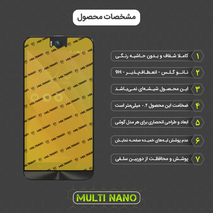 محافظ صفحه نمایش مولتی نانو مدل X-SFT مناسب برای گوشی موبایل ایسوس Zenfone Selfie / ZD551KL به همراه محافظ پشت