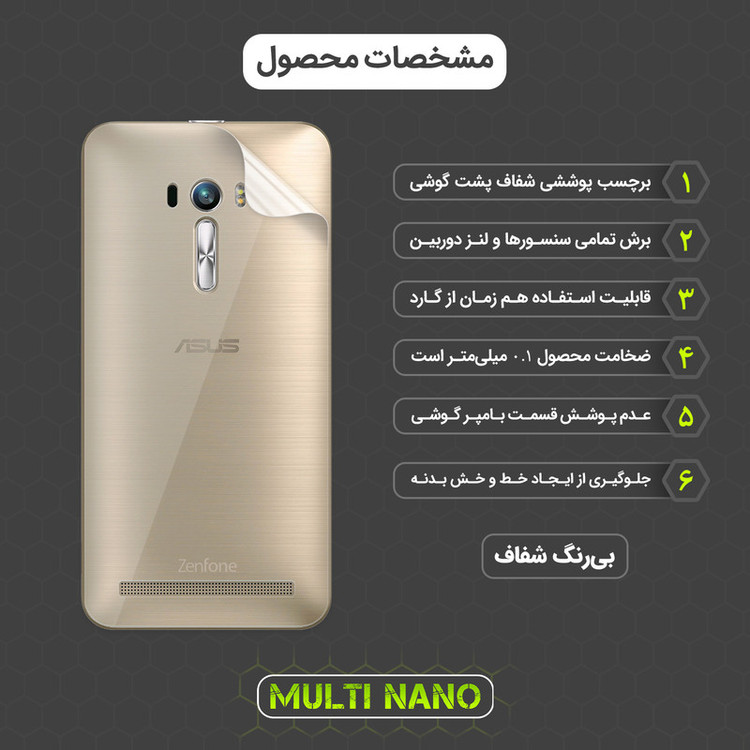 محافظ صفحه نمایش مولتی نانو مدل X-SFT مناسب برای گوشی موبایل ایسوس Zenfone Selfie / ZD551KL به همراه محافظ پشت