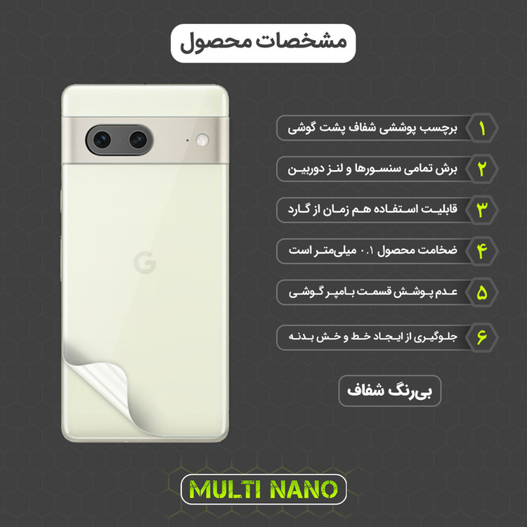 محافظ صفحه نمایش مولتی نانو مدل X-SFT مناسب برای گوشی موبایل گوگل Pixel 7 به همراه محافظ پشت
