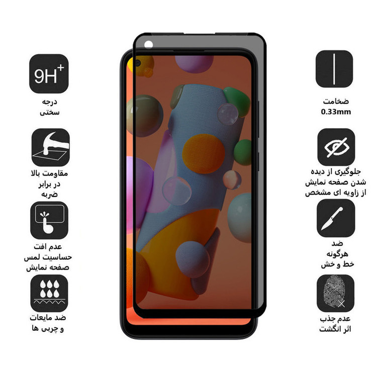 محافظ صفحه نمایش حریم شخصی وایت ولف مدل WGP2 مناسب برای گوشی موبایل سامسونگ Galaxy A11