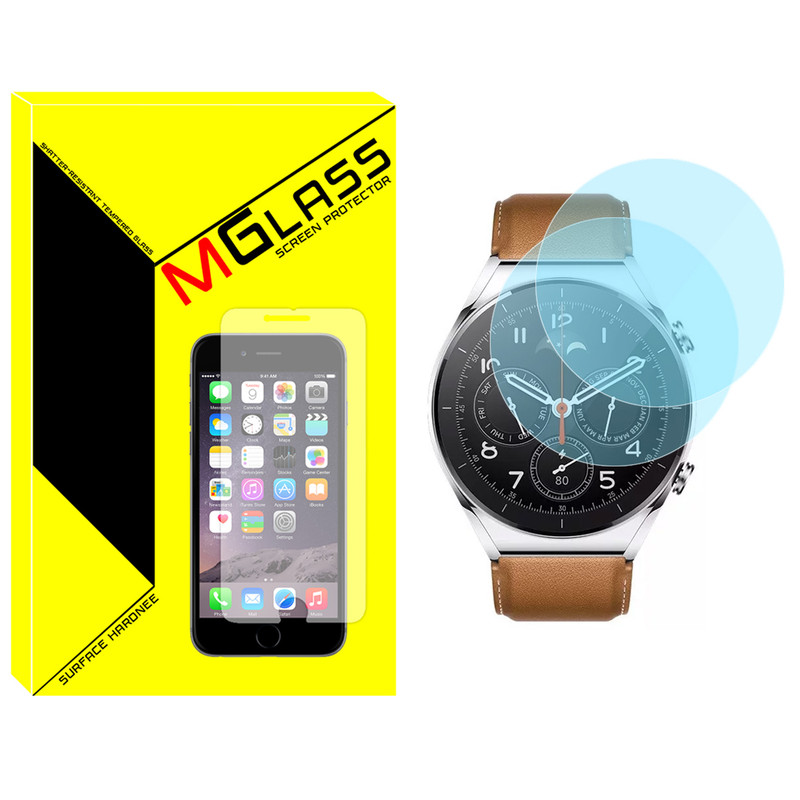 محافظ صفحه نمایش شیشه‌ای ام‌گلس مدل Glass-MG مناسب برای ساعت هوشمند شیائومی Watch S1 بسته دو عددی