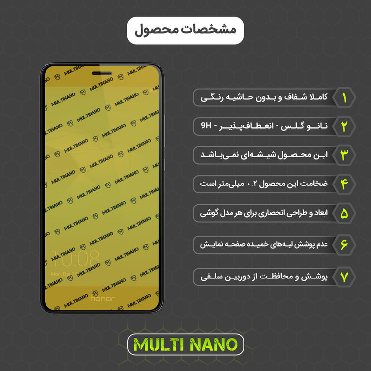 محافظ صفحه نمایش مولتی نانو مدل X-SFC مناسب برای گوشی موبایل آنر 7 Lite به همراه برچسب پوششی