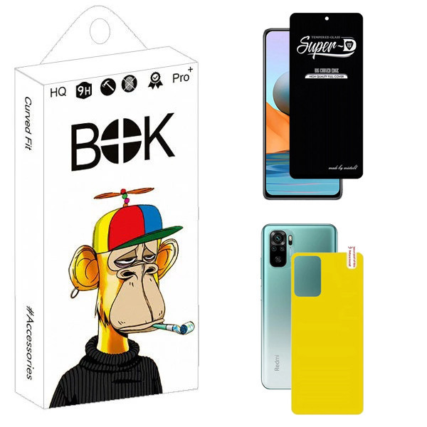 محافظ صفحه نمایش بوک مدل Transparent SuperD مناسب برای گوشی موبایل شیائومی Redmi Note 10S به همراه محافظ پشت گوشی