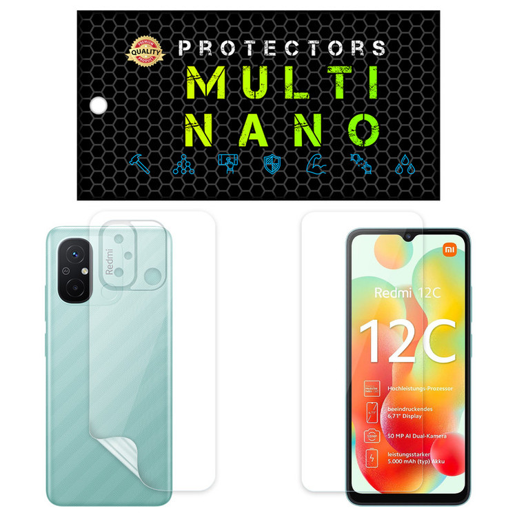 محافظ صفحه نمایش مولتی نانو مدل X-SFT مناسب برای گوشی موبایل شیائومی Redmi 12C به همراه محافظ پشت