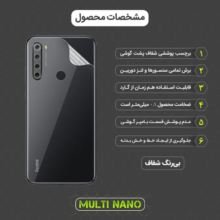 محافظ صفحه نمایش مولتی نانو مدل X-SFT مناسب برای گوشی موبایل شیائومی Redmi Note 8 به همراه محافظ پشت