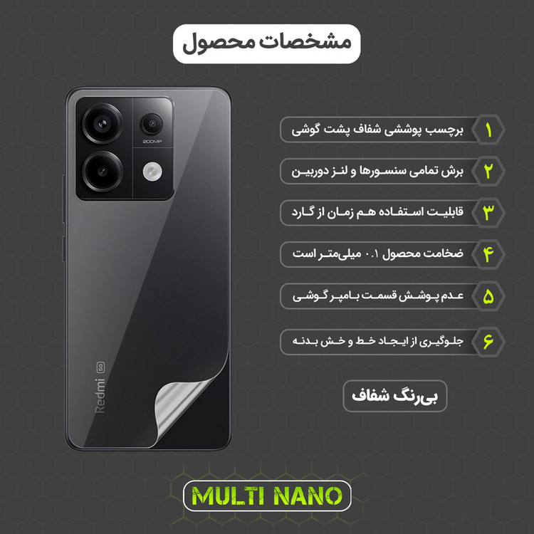 محافظ پشت گوشی مولتی نانو مدل X-F1T مناسب برای گوشی موبایل شیائومی Redmi Note 13 Pro