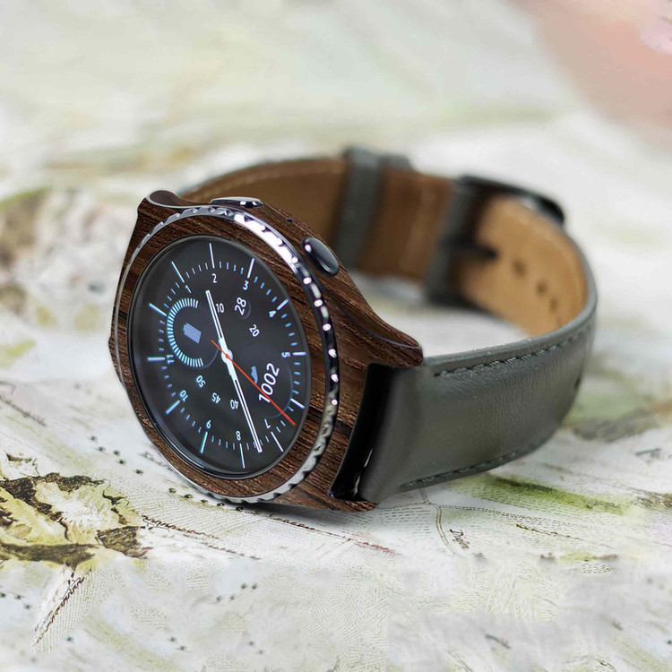 برچسب ماهوت طرح Dark_Walnut_Wood مناسب برای ساعت هوشمند سامسونگ Galaxy Gear S2 Classic