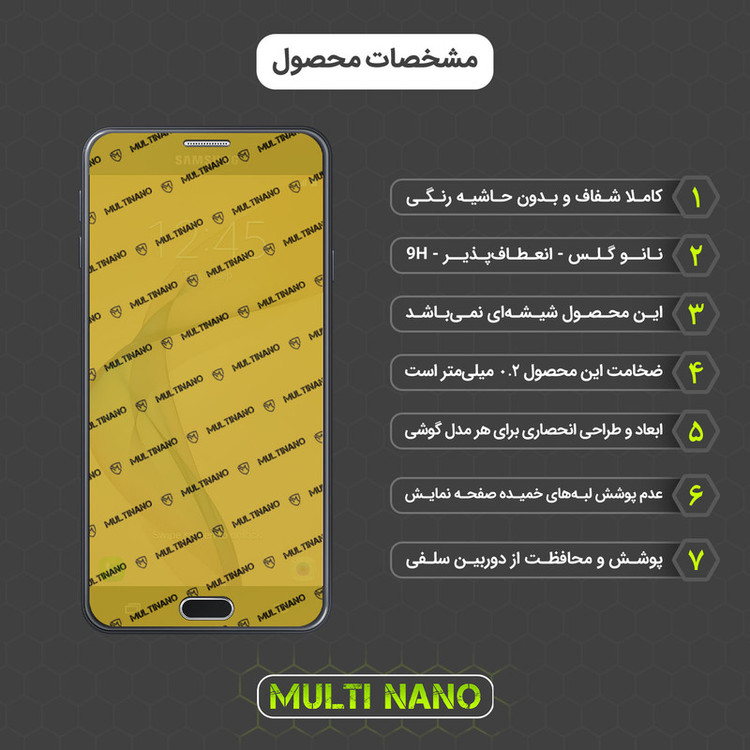 محافظ صفحه نمایش مولتی نانو مدل X-SFG مناسب برای گوشی موبایل سامسونگ Galaxy J7 Prime به همراه برچسب پوششی