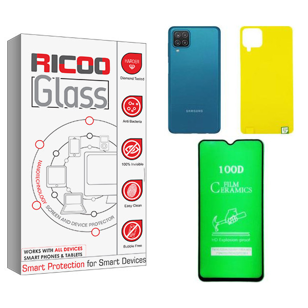 محافظ صفحه نمایش سرامیکی ریکو مدل Ricoo مناسب برای گوشی موبایل سامسونگ Galaxy A12 به همراه محافظ پشت گوشی