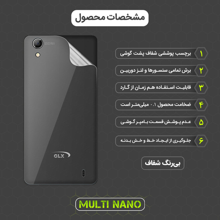 محافظ صفحه نمایش مولتی نانو مدل X-SFT مناسب برای گوشی موبایل جی ال ایکس Maad Plus به همراه محافظ پشت