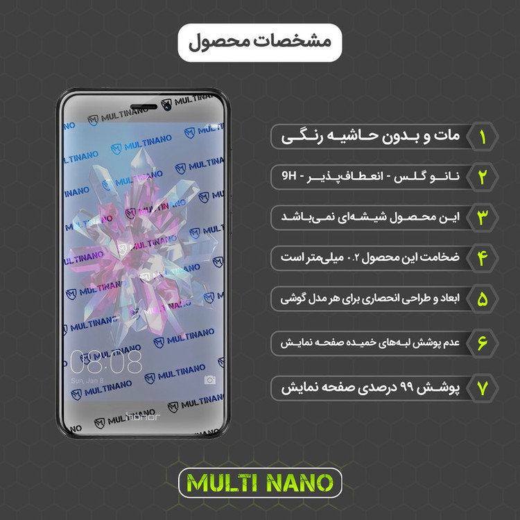 محافظ صفحه نمایش مات مولتی نانو مدل X-S1M مناسب برای گوشی موبایل آنر 8 Lite