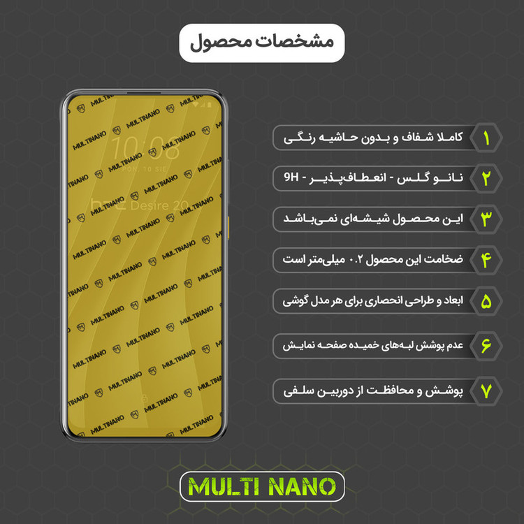 محافظ صفحه نمایش مولتی نانو مدل X-SFM مناسب برای گوشی موبایل اچ تی سی Desire 20 Pro به همراه برچسب پوششی