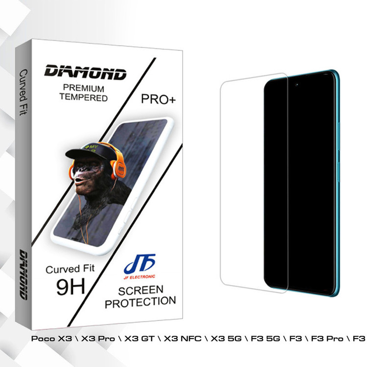 محافظ صفحه نمایش شیشه ای جی اف مدل Diamond Glass MIX مناسب برای گوشی موبایل شیائومی Poco X3 \ X3 Pro \ X3 GT \ X3 NFC \ X3 5G \ F3 5G \ F3 \ F3 Pro \ F3 NFC \ X4 5G