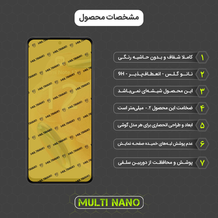 محافظ صفحه نمایش مولتی نانو مدل X-SFC مناسب برای گوشی موبایل شیائومی Redmi Note 12 4G به همراه برچسب پوششی