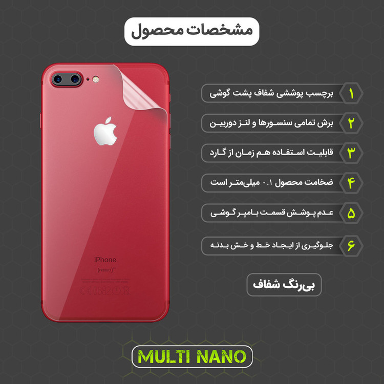 محافظ صفحه نمایش مولتی نانو مدل X-SFT مناسب برای گوشی موبایل اپل iPhone 7 Plus به همراه محافظ پشت