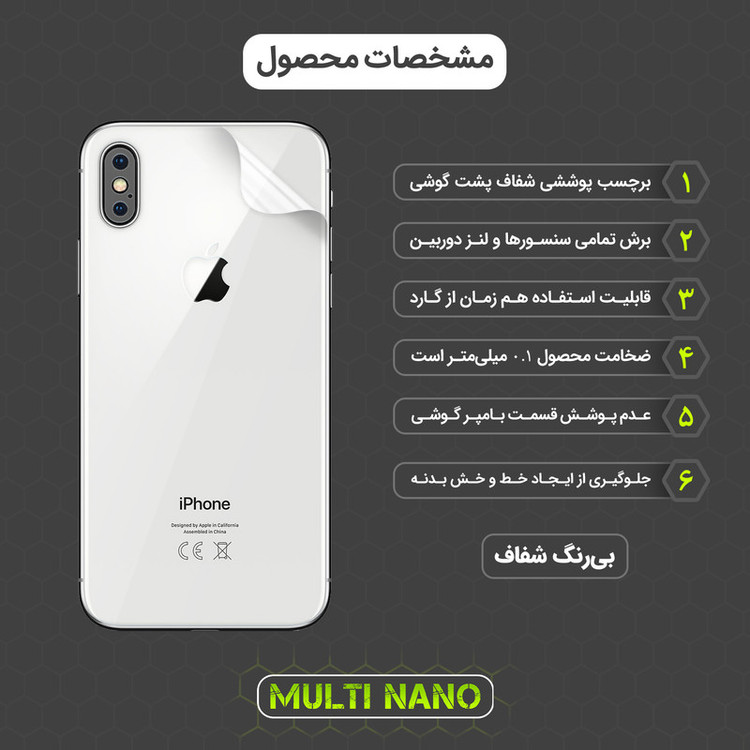 محافظ صفحه نمایش مولتی نانو مدل X-SFT مناسب برای گوشی موبایل اپل iPhone XS به همراه محافظ پشت گوشی