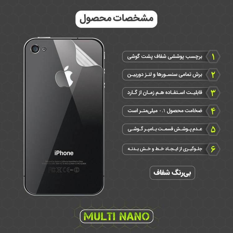 محافظ صفحه نمایش مولتی نانو مدل X-SFT مناسب برای گوشی موبایل اپل iPhone 4S به همراه محافظ پشت