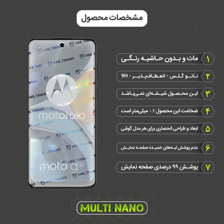 محافظ صفحه نمایش مات مولتی نانو مدل X-S2M مناسب برای گوشی موبایل موتورولا Moto G22 بسته دو عددی