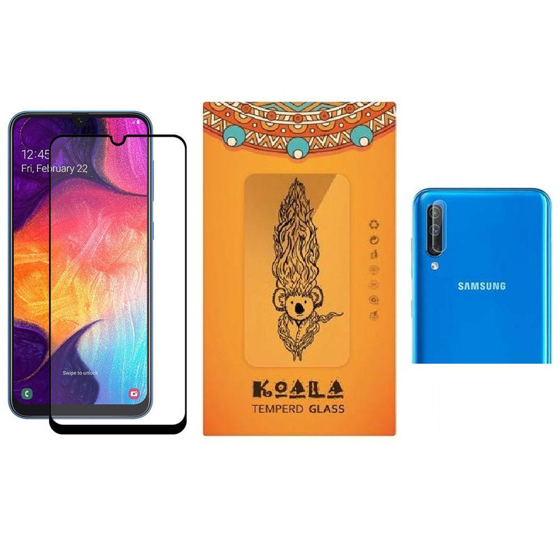 محافظ صفحه نمایش کوالا مدل PWT-001 مناسب برای گوشی موبایل سامسونگ Galaxy A50 به همراه محافظ لنز دوربین