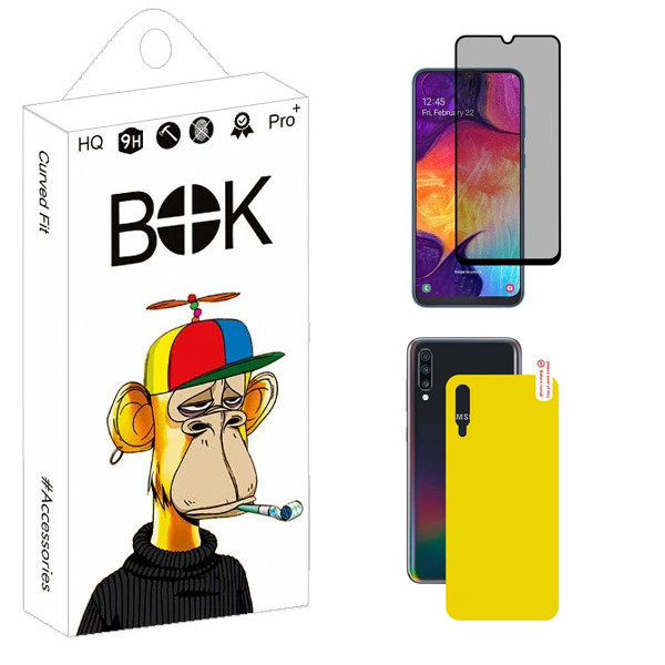 محافظ صفحه نمایش حریم شخصی بوک مدل Carbon Plus مناسب برای گوشی موبایل سامسونگ Galaxy A50 / A50s / A30s به همراه محافظ پشت گوشی