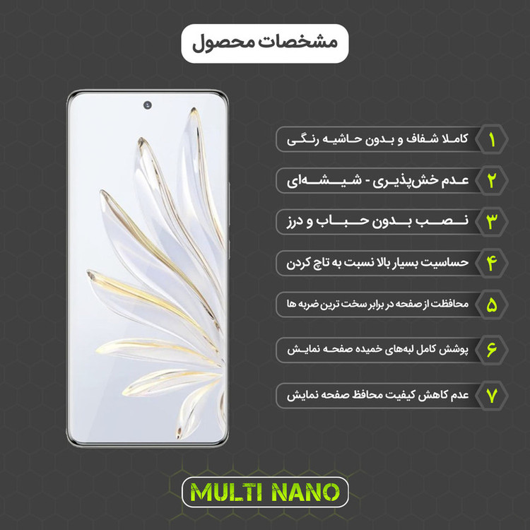 محافظ صفحه نمایش مولتی نانو مدل UVL مناسب برای گوشی موبایل آنر 70
