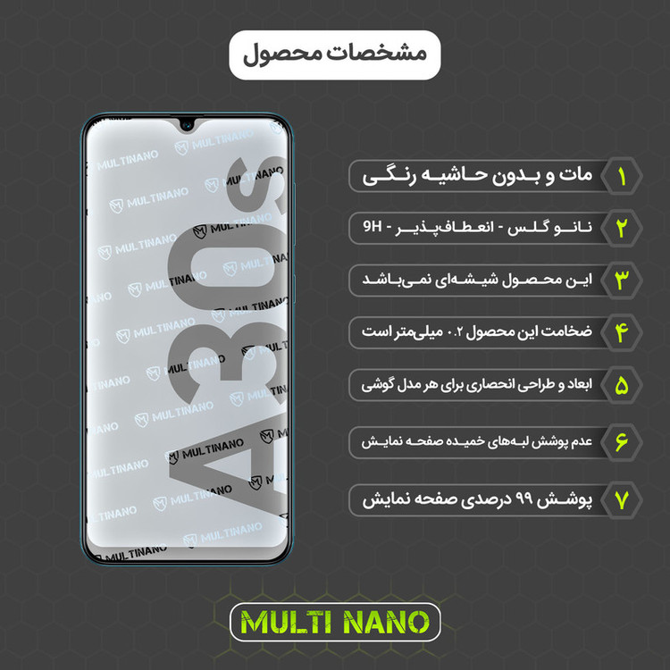 محافظ صفحه نمایش مات مولتی نانو مدل X-S1M مناسب برای گوشی موبایل سامسونگ Galaxy A30s
