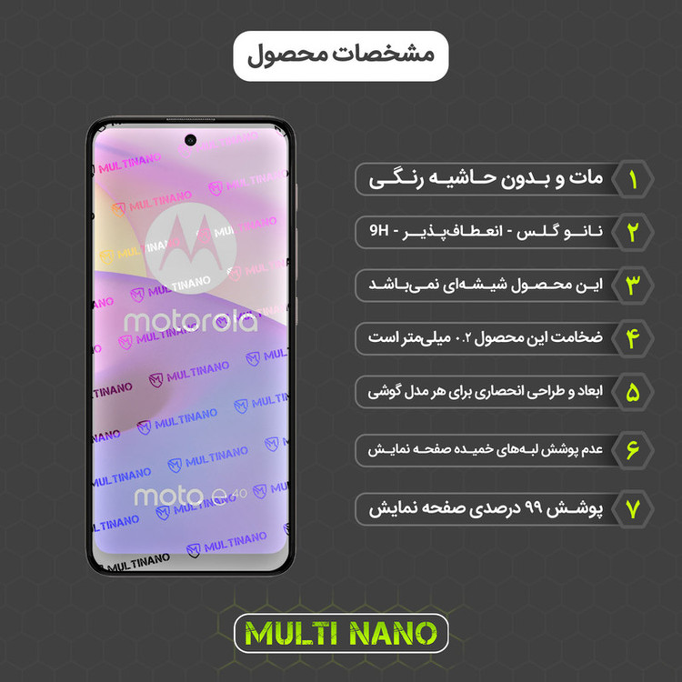 محافظ صفحه نمایش مات مولتی نانو مدل X-S1M مناسب برای گوشی موبایل موتورولا Moto E40