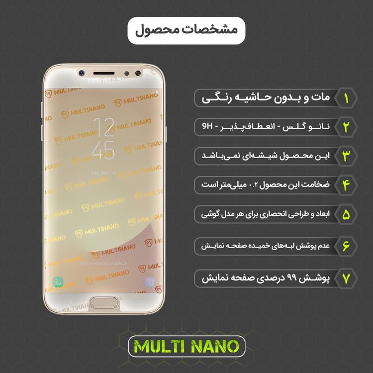 محافظ صفحه نمایش مات مولتی نانو مدل X-S1M مناسب برای گوشی موبایل سامسونگ Galaxy J7 Pro