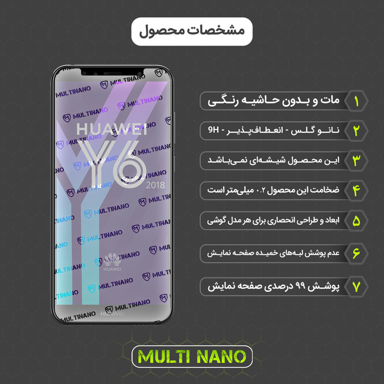 محافظ صفحه نمایش مات مولتی نانو مدل X-S1M مناسب برای گوشی موبایل هوآوی Y6 2018