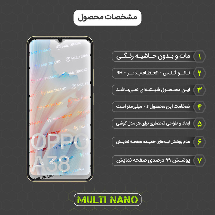 محافظ صفحه نمایش مات مولتی نانو مدل X-S1M مناسب برای گوشی موبایل اوپو A38