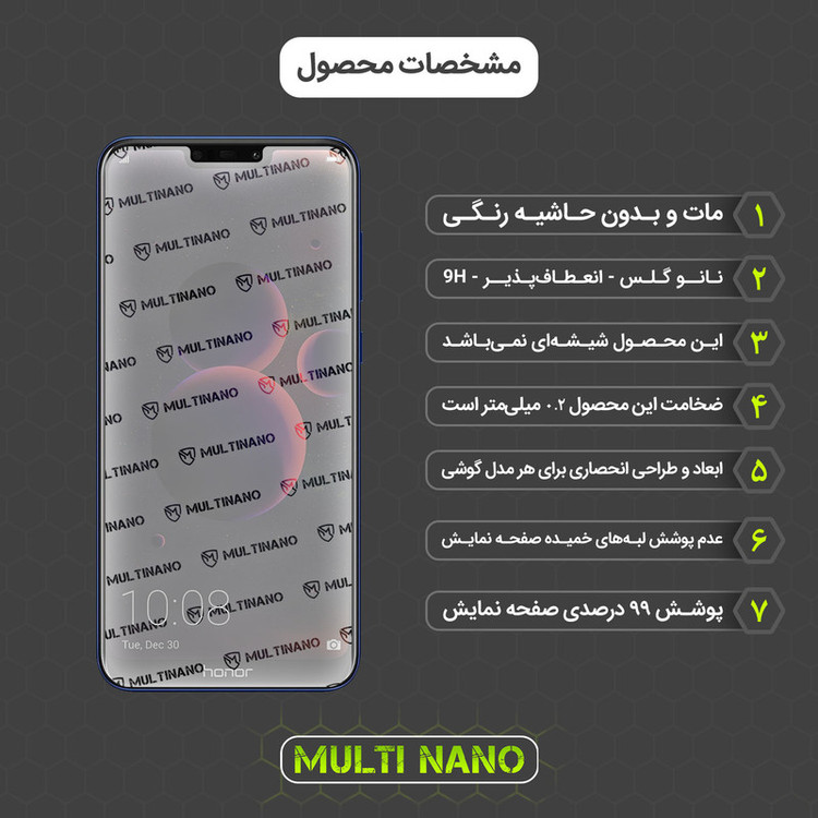 محافظ صفحه نمایش مات مولتی نانو مدل X-S1M مناسب برای گوشی موبایل آنر 8C