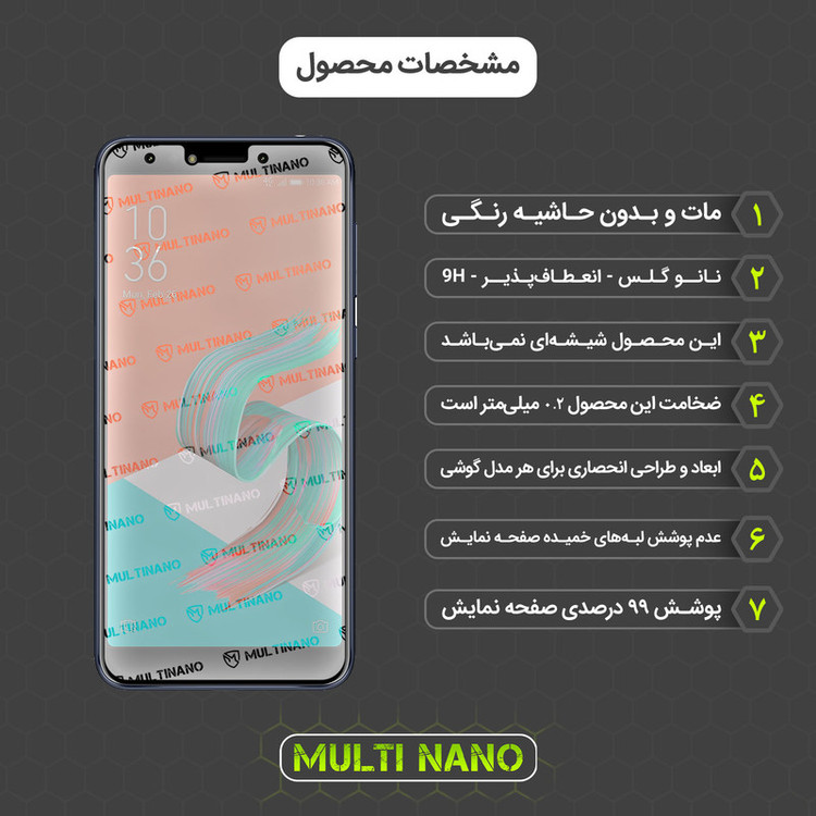 محافظ صفحه نمایش مات مولتی نانو مدل X-S1M مناسب برای گوشی موبایل ایسوس Zenfone 5 Lite 2018 / ZC600KL