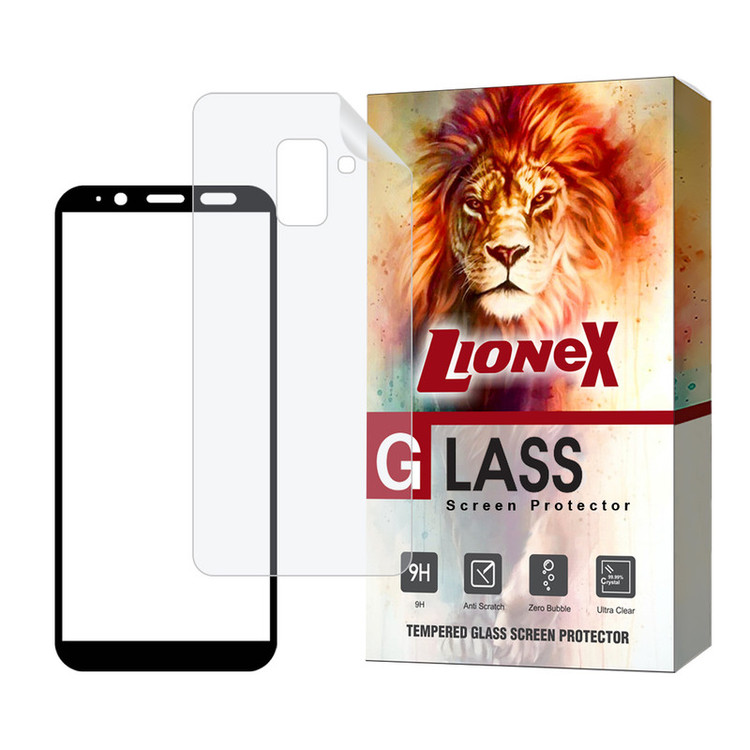 محافظ صفحه نمایش سرامیکی شفاف لایونکس مدل CERAMICNANOLI مناسب برای گوشی موبایل سامسونگ Galaxy A8 2018 به همراه محافظ پشت گوشی هیدروژل