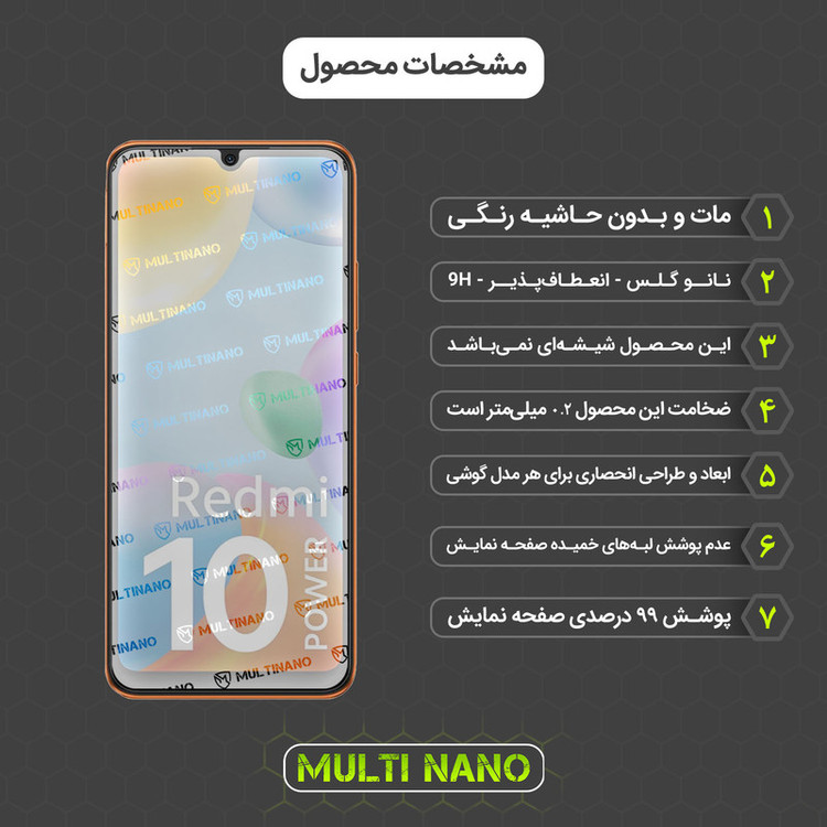 محافظ صفحه نمایش مات مولتی نانو مدل X-S1M مناسب برای گوشی موبایل شیائومی Redmi 10 Power