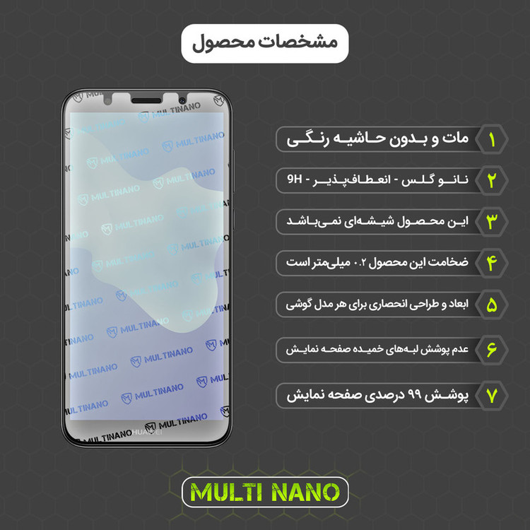 محافظ صفحه نمایش مات مولتی نانو مدل X-S1M مناسب برای گوشی موبایل هوآوی Y5 Prime 2018
