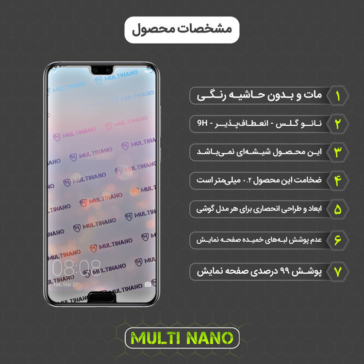 محافظ صفحه نمایش مات مولتی نانو مدل X-S1M مناسب برای گوشی موبایل هوآوی P20
